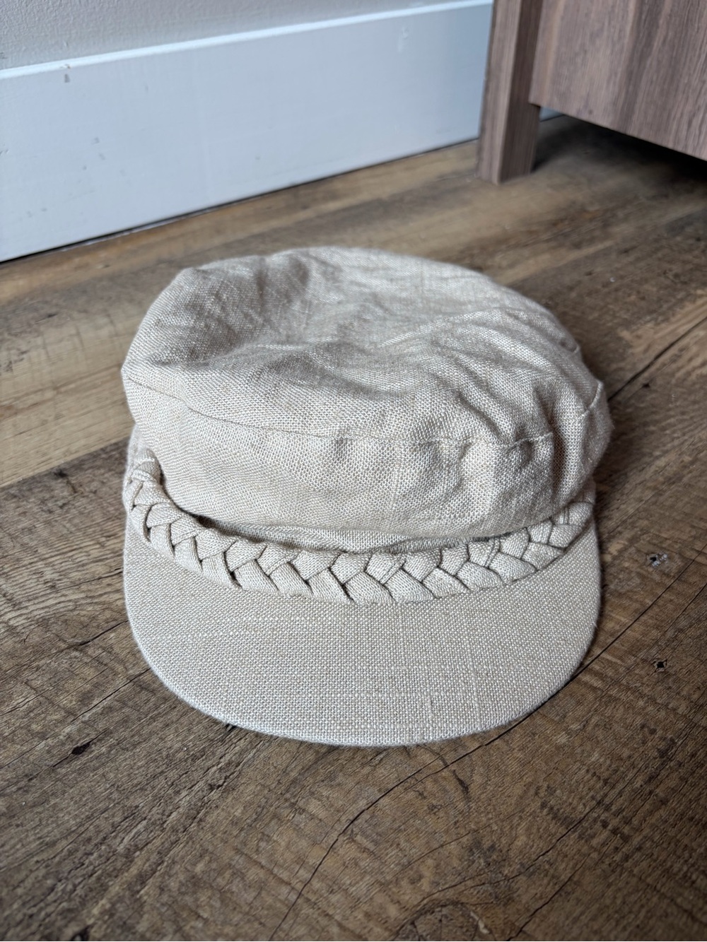 Free People Oatmeal Greek Fisherman Sailor Cap Newsboy Hat with Braided Band - Picture 11 of 11